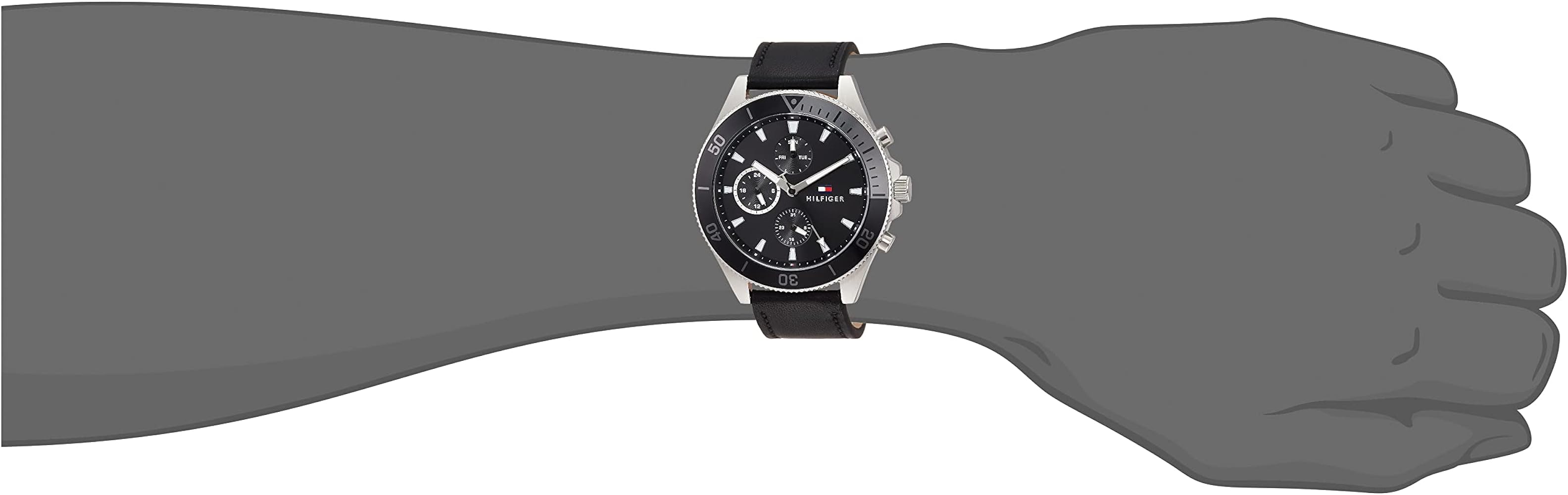  Shop Authentic Tommy Hilfiger Larson Chronograph Black Dial Black Leather Strap Watch For Men - 1791984 - Luxxuri