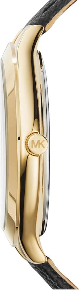  Shop Authentic Michael Kors Slim Runway Quartz Gold Dial Black Leather Strap Watch For Women - MK2392 - Luxxuri