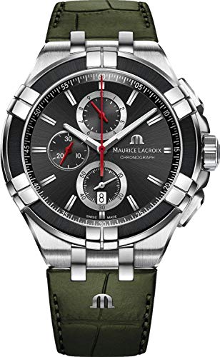  Shop Authentic Maurice Lacroix Aikon Chronograph Black Dial Green Leather Strap Watch for Men - AI1018-PVB21-330-1 - Luxxuri