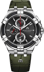  Shop Authentic Maurice Lacroix Aikon Chronograph Black Dial Green Leather Strap Watch for Men - AI1018-PVB21-330-1 - Luxxuri