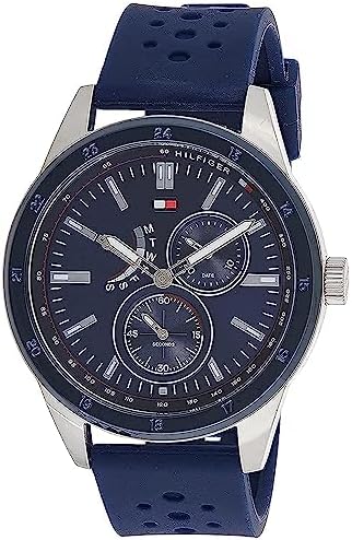  Shop Authentic Tommy Hilfiger Austin Quartz Blue Dial Blue Rubber Strap Watch for Men - 1791635 - Luxxuri