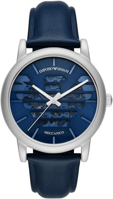  Shop Authentic Emporio Armani Luigi Automatic Blue Dial Blue Leather Strap Watch For Men - AR60030 - Luxxuri
