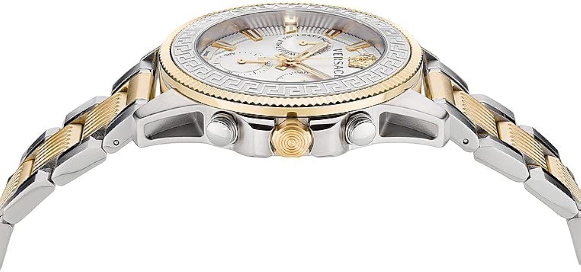  Shop Authentic Versace Greca Action Chronograph Quartz Silver Dial Two Tone Steel Strap Watch for Men - VE3J00522 - Luxxuri