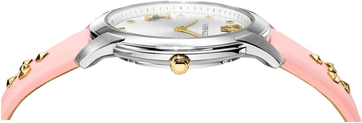  Shop Authentic Versace Audrey Quartz White Dial Pink Leather Strap Watch for Women - VELR00119 - Luxxuri