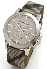  Shop Authentic Burberry The City Smoke Dial Checked Brown Leather Strap Watch for Men - BU9358 - Luxxuri