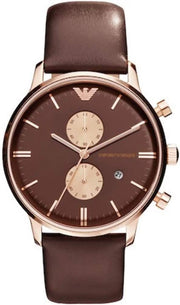  Shop Authentic Emporio Armani Classic Chronograph Brown Dial Brown Leather Strap Watch For Men - AR0387 - Luxxuri