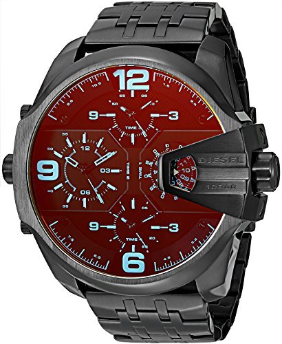  Shop Authentic Diesel Uber Chief Chronograph Red Dial Black Steel Strap Watch For Men - DZ7373 - Luxxuri