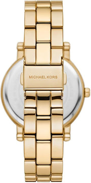  Shop Authentic Michael Kors Corey Three Hand Black Dial Gold Steel Strap Watch for Women - MK7345 - Luxxuri