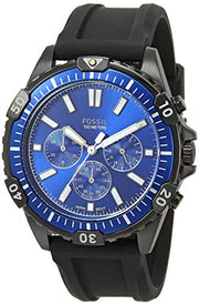  Shop Authentic Fossil Garrett Chronograph Blue Dial Black Rubber Strap Watch for Men - FS5695 - Luxxuri