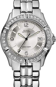  Shop Authentic Guess Water Pro Diamonds Silver Dial Silver Steel Strap Watch For Women - G75511M - Luxxuri