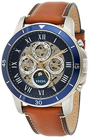  Shop Authentic Fossil Grant Sport Automatic Skeleton Blue Dial Brown Leather Strap Watch for Men - ME3140 - Luxxuri