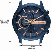  Shop Authentic Armani Exchange Hampton Chronograph Blue Dial Blue Steel Strap Watch For Men - AX2430 - Luxxuri