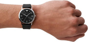  Shop Authentic Emporio Armani Kappa Analog Quartz Black Dial Black Leather Strap Watch For Men - AR11013 - Luxxuri