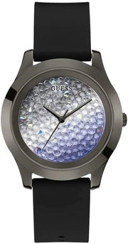  Shop Authentic Guess Crush Crystals Silver Dial Black Rubber Strap Watch for Women - W1223L4 - Luxxuri