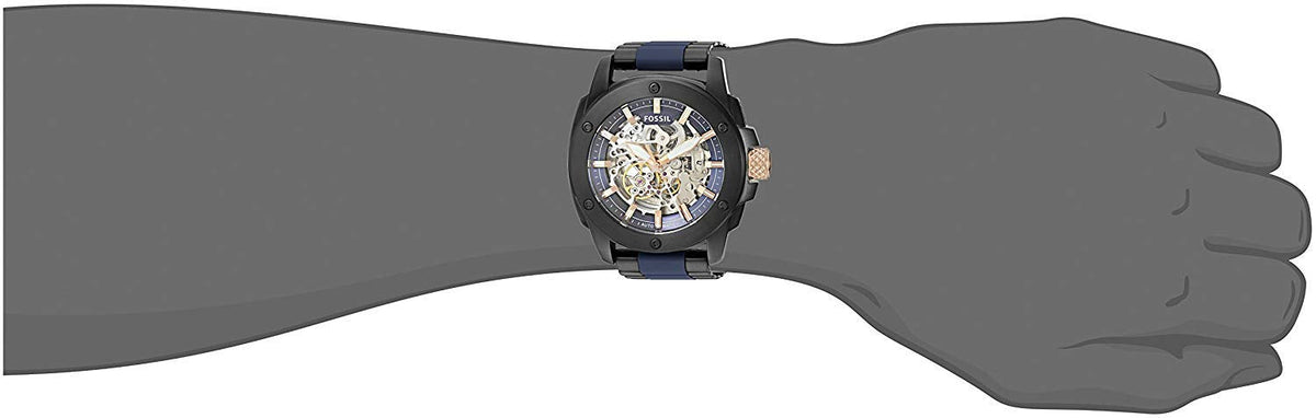  Shop Authentic Fossil Modern Machine Automatic Skeleton Blue Dial Two Tone Steel Strap Watch for Men - ME3133 - Luxxuri
