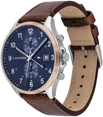  Shop Authentic Tommy Hilfiger West Chronograph Blue Dial Brown Leather Strap Watch For Men - 1791712 - Luxxuri