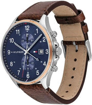  Shop Authentic Tommy Hilfiger West Chronograph Blue Dial Brown Leather Strap Watch For Men - 1791712 - Luxxuri
