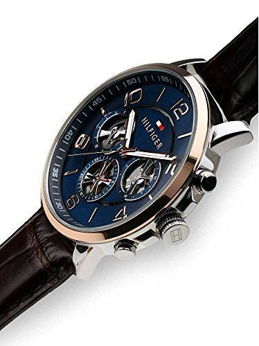  Shop Authentic Tommy Hilfiger Keagan Chronograph Blue Dial Brown Leather Strap Watch for Men - 1791290 - Luxxuri
