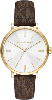  Shop Authentic Michael Kors Addyson Three-Hand Silver Dial Brown Leather Strap Watch for Women - MK2945 - Luxxuri