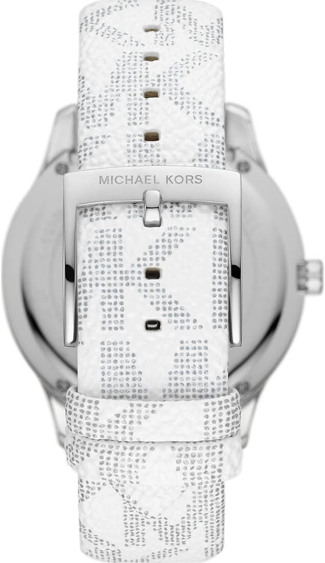  Shop Authentic Michael Kors Runway Three Hand White Dial White Leather Strap Watch For Women - MK6998 - Luxxuri