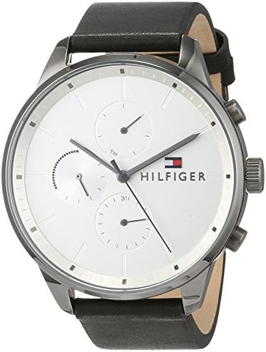  Shop Authentic Tommy Hilfiger Lexor Silver Dial Black Leather Strap Watch For Men - 1791489 - Luxxuri