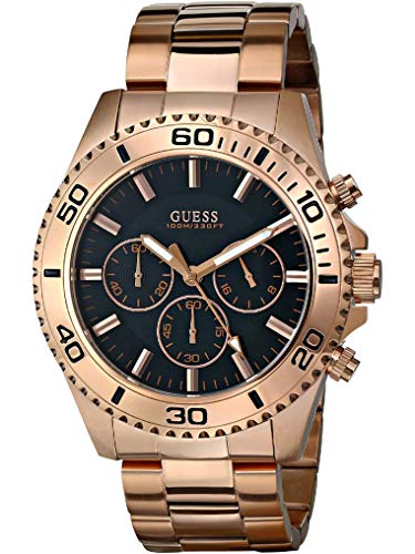  Shop Authentic Guess Chaser Chronograph Black Dial Rose Gold Steel Strap Watch for Men - W0170G3 - Luxxuri