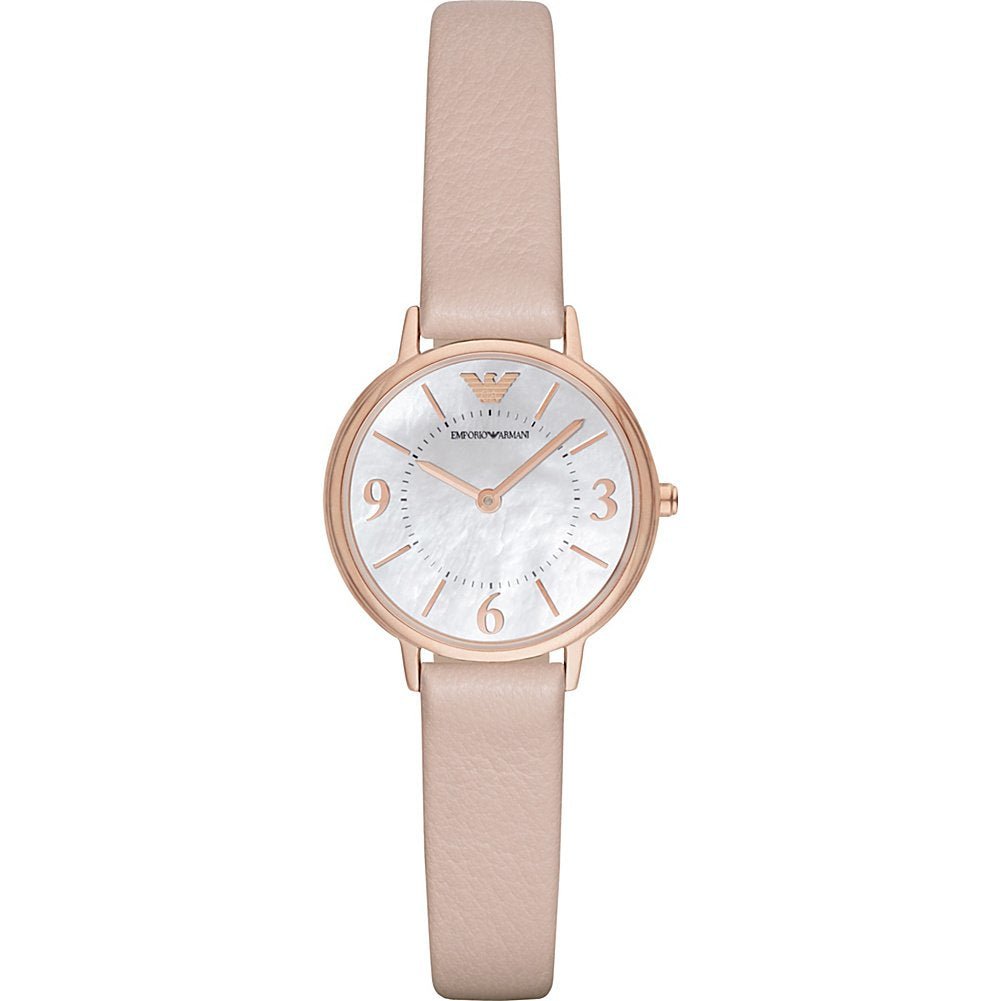  Shop Authentic Emporio Armani Kappa White Mother of Pearl Dial Pink Leather Strap Watch For Women - AR2512 - Luxxuri