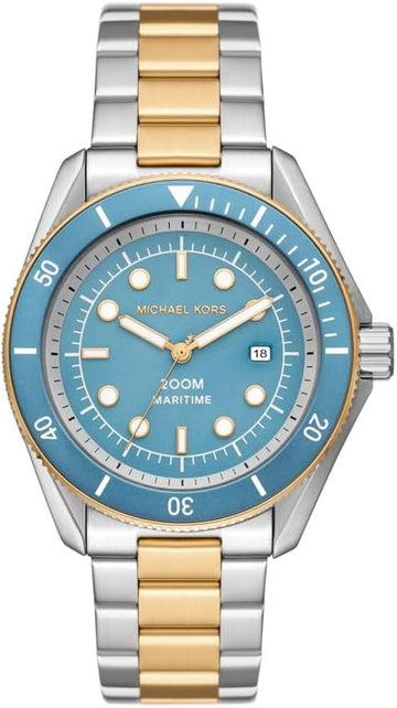 Shop Authentic Michael Kors Maritime Three-Hand Blue Dial Two Tone Steel Strap Watch for Men - MK9169 - Luxxuri
