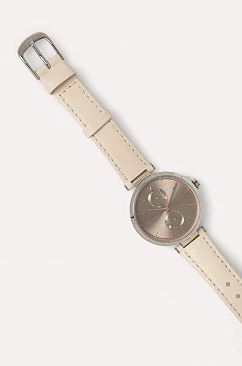  Shop Authentic Tommy Hilfiger Angela Silver Dial Cream Leather Strap Watch for Women - 1782123 - Luxxuri