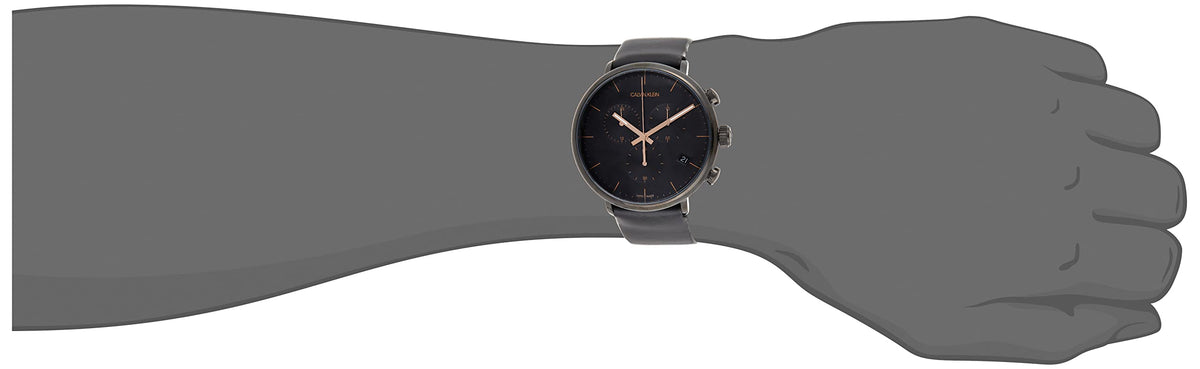  Shop Authentic Calvin Klein High Noon Black Dial Black Leather Strap Watch for Men - K8M274CB - Luxxuri