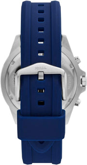  Shop Authentic Fossil Garrett Chronograph Blue Dial Blue Rubber Strap Watch for Men - FS5709 - Luxxuri