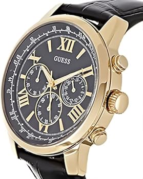  Shop Authentic Guess Horizon Chronograph Quartz Black Dial Black Leather Strap Watch For Men - W0380G7 - Luxxuri
