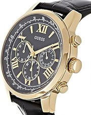  Shop Authentic Guess Horizon Chronograph Quartz Black Dial Black Leather Strap Watch For Men - W0380G7 - Luxxuri