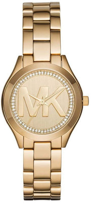  Shop Authentic Michael Kors Slim Runway Gold Dial Gold Steel Strap Watch for Women - MK3477 - Luxxuri