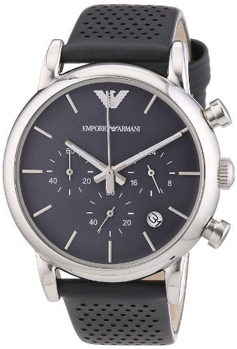  Shop Authentic Emporio Armani Luigi Chronograph Quartz Grey Dial Grey Leather Strap Watch For Men - AR1735 - Luxxuri