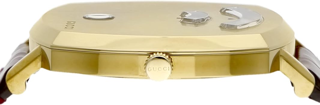  Shop Authentic Gucci Grip Quartz Gold Dial Maroon Leather Strap Watch For Women - YA157413 - Luxxuri