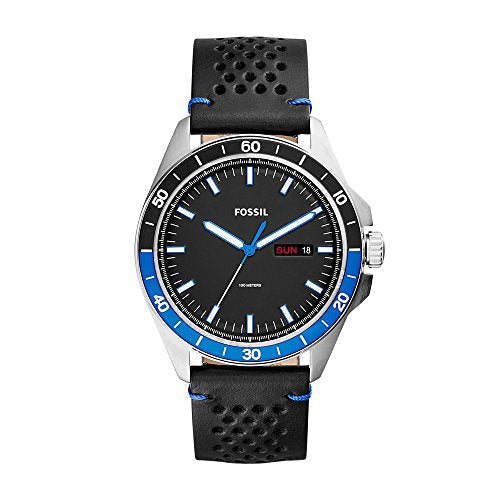  Shop Authentic Fossil Sport 54 Day Date Black Dial Black Leather Strap Watch for Men - FS5321 - Luxxuri