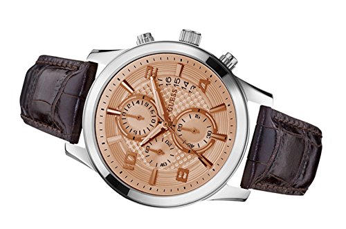  Shop Authentic Guess Exec Chronograph Quartz Gold Dial Brown Leather Strap Watch for Men - W0076G3 - Luxxuri
