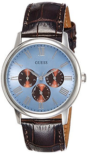  Shop Authentic Guess Wafer Analog Blue Dial Brown Leather Strap Watch For Men - W0496G2 - Luxxuri