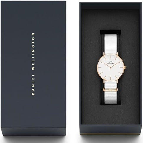  Shop Authentic Daniel Wellington Classic Petite Dover White Dial White Nylon Strap Watch For Women - DW00100313 - Luxxuri