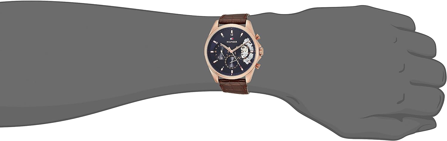  Shop Authentic Tommy Hilfiger Baker Chronograph Blue Dial Brown Leather Strap Watch For Men - 1710453 - Luxxuri