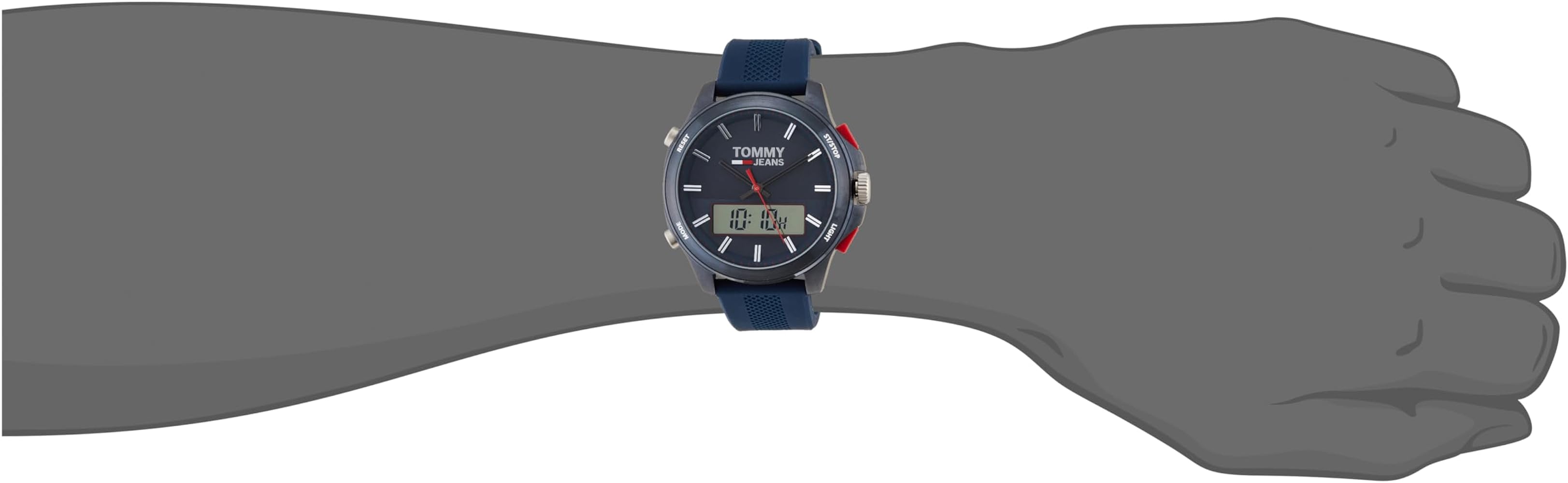 Shop Authentic Tommy Hilfiger Digital Analog Blue Dial Blue Rubber Strap Watch For Men - 1791761 - Luxxuri