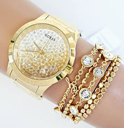  Shop Authentic Guess Crush Gold Dial Gold Steel Strap Watch For Women - GW0020L2 - Luxxuri