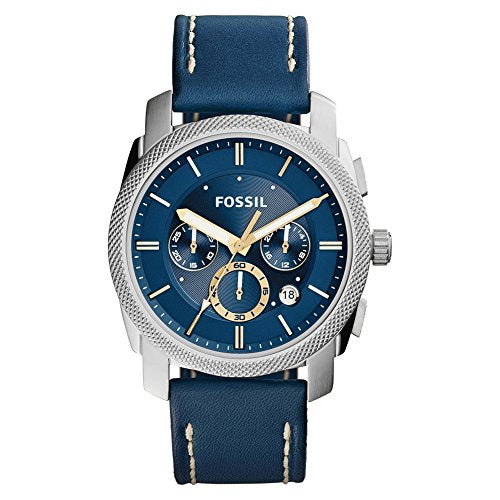  Shop Authentic Fossil Machine Chronograph Blue Dial Blue Leather Strap Watch for Men - FS5262 - Luxxuri
