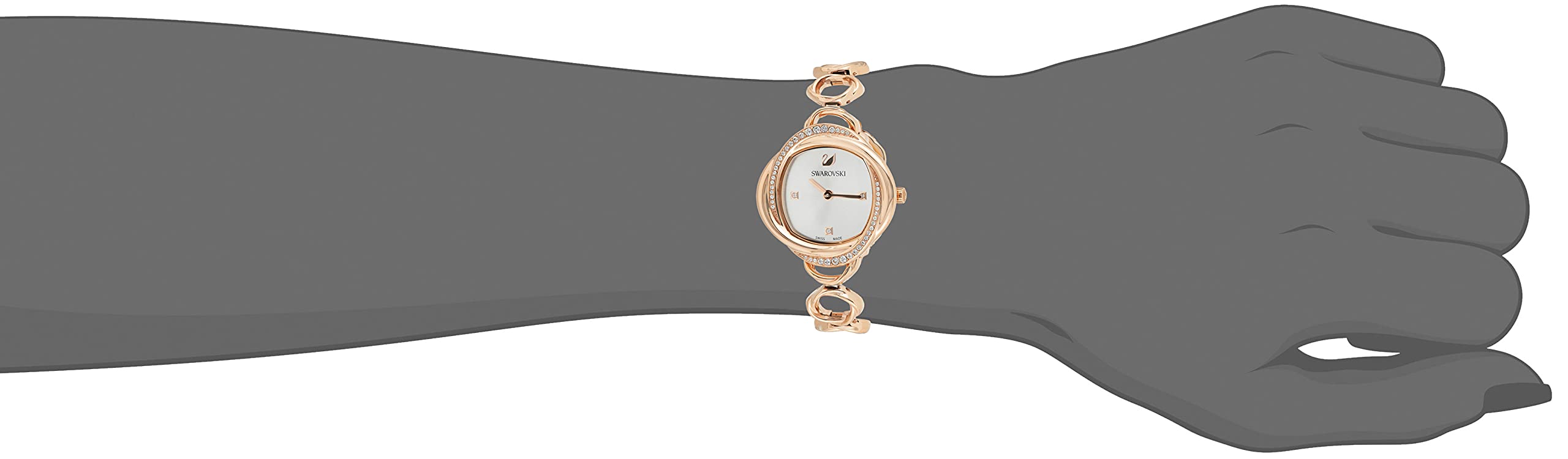  Shop Authentic Swarovski Crystal Flower Silver Dial Rose Gold Steel Strap Watch for Women - 5547626 - Luxxuri