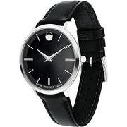  Shop Authentic Movado Ultra Slim Black Dial Black Leather Strap Watch For Women - 0607090 - Luxxuri
