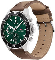  Shop Authentic Tommy Hilfiger Larson Chronograph Green Dial Brown Leather Strap Watch For Men - 1791983 - Luxxuri