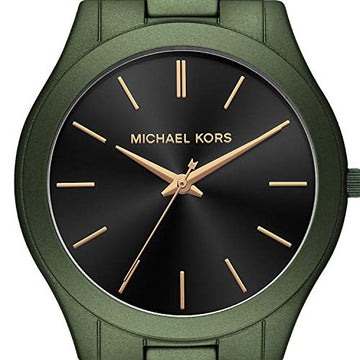  Shop Authentic Michael Kors Slim Runway Quartz Black Dial Green Steel Strap Watch For Men - MK8715 - Luxxuri