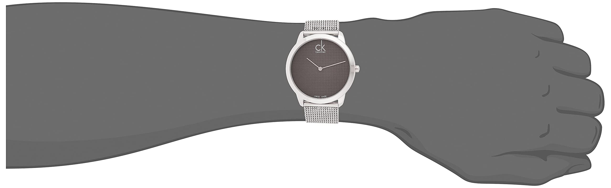  Shop Authentic Calvin Klein Minimalist Black Dial Silver Mesh Bracelet Watch for Men - K3M2112X - Luxxuri