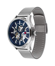  Shop Authentic Tommy Hilfiger Spencer Skeleton Black Dial Silver Mesh Bracelet Watch for Men - 1791643 - Luxxuri
